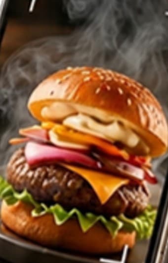 Menu360: Augmented reality: the burger placed on the table through the camera